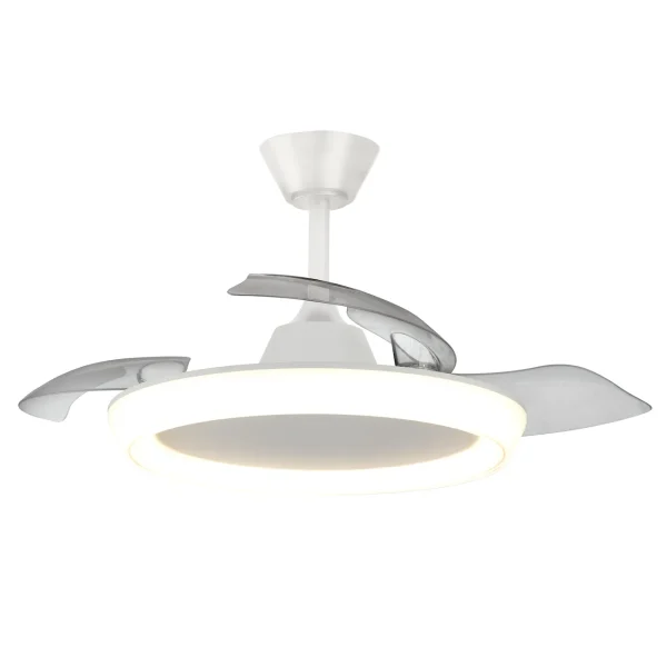 Ventilador retractil Zioneled Magno blanco luz LED 50-107 cm