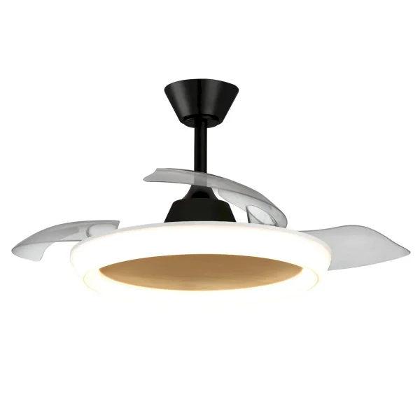 Ventilador retractil Zioneled Magno negro luz LED 50-107 cm