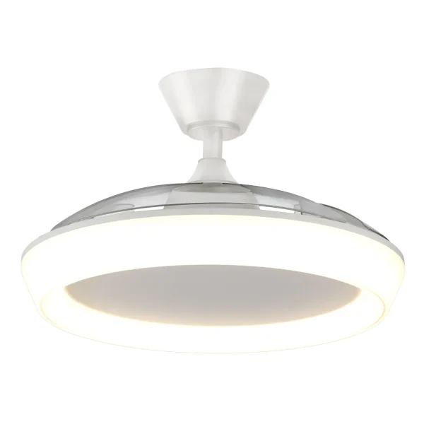 Ventilador retractil Zioneled Magno blanco luz LED 50-107 cm