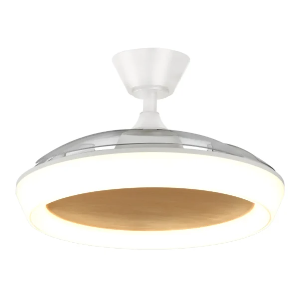 Ventilador retractil Zioneled Magno blanco luz LED 50-107 cm