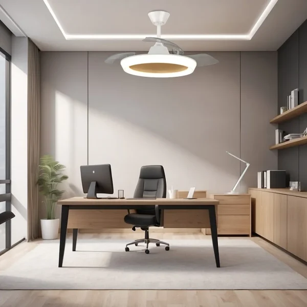 Ventilador retractil Zioneled Magno blanco luz LED 50-107 cm