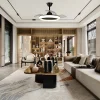 Ventilador retractil Zioneled Magno negro luz LED 50-107 cm