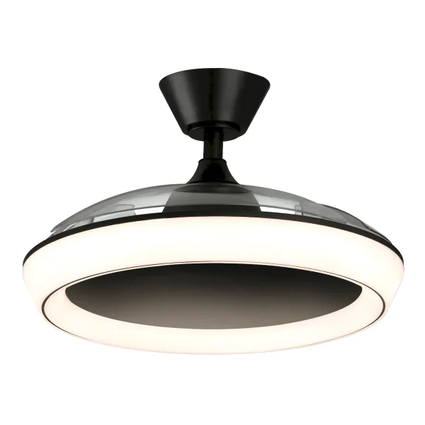 Ventilador retractil Zioneled Magno negro luz LED 50-107 cm