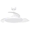 Ventilador de techo aspas retráctiles Zioneled Platon blanco con luz LED app y mando a distancia