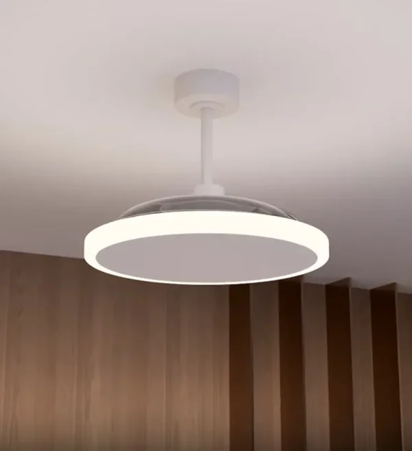 Ventilador retractil Zioneled Platón blanco luz LED 55-107 cm