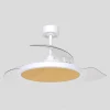 Ventilador retractil Zioneled Platón blanco madera luz LED 55-107 cm