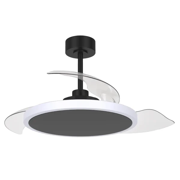 Ventilador de techo retractil Zioneled Platon negro luz LED y mando a distancia con APP
