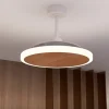 Ventilador retractil Zioneled Platón blanco madera luz LED 55-107 cm