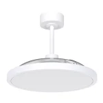 Ventilador retractil Zioneled Platón blanco luz LED 55-107 cm