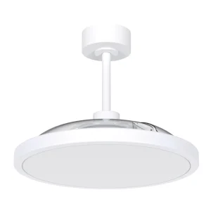 Ventilador retractil Zioneled Platón blanco luz LED 55-107 cm