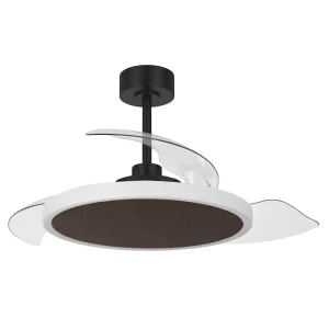Ventilador retractil Zioneled Platón negro madera luz LED 55-107 cm