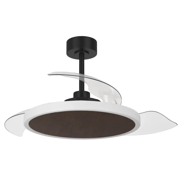 Ventilador retractil Zioneled Platón negro madera luz LED 55-107 cm