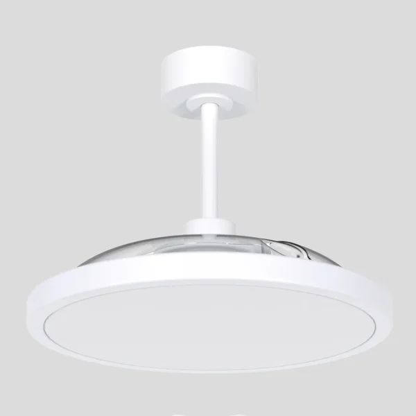 Ventilador retractil Zioneled Platón blanco luz LED 55-107 cm