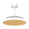 Ventilador retractil Zioneled Platón blanco madera luz LED 55-107 cm