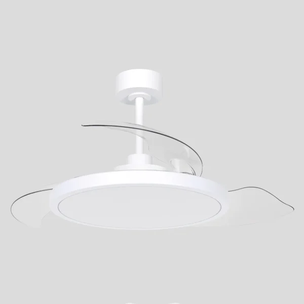 Ventilador retractil Zioneled Platón blanco luz LED 55-107 cm