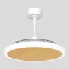 Ventilador retractil Zioneled Platón blanco madera luz LED 55-107 cm
