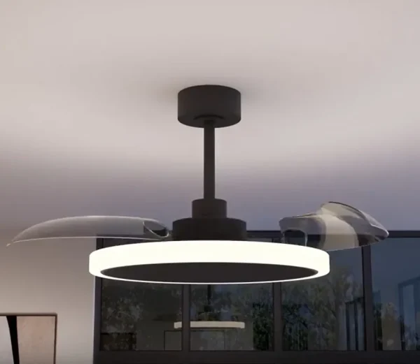 Ventilador retractil Zioneled Platón negro luz LED 55-107 cm