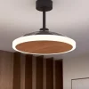 Ventilador retractil Zioneled Platón negro madera luz LED 55-107 cm