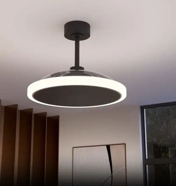 Ventilador retractil Zioneled Platón negro luz LED 55-107 cm
