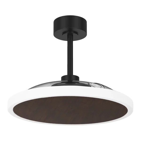 Ventilador retractil Zioneled Platón negro madera luz LED 55-107 cm