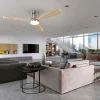 Ventilador schuller Siroco níquel madera luz LED 132 cm