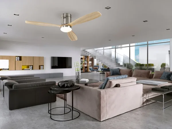Ventilador schuller Siroco níquel madera luz LED 132 cm