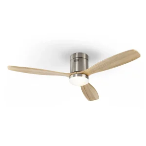 Ventilador schuller Siroco níquel madera luz LED 132 cm