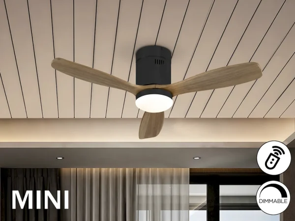 Ventilador schuller Siroco Mini negro nogal LED 107 cm