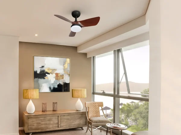 Ventilador de techo schuller Tropic negro nogal LED 76 cm