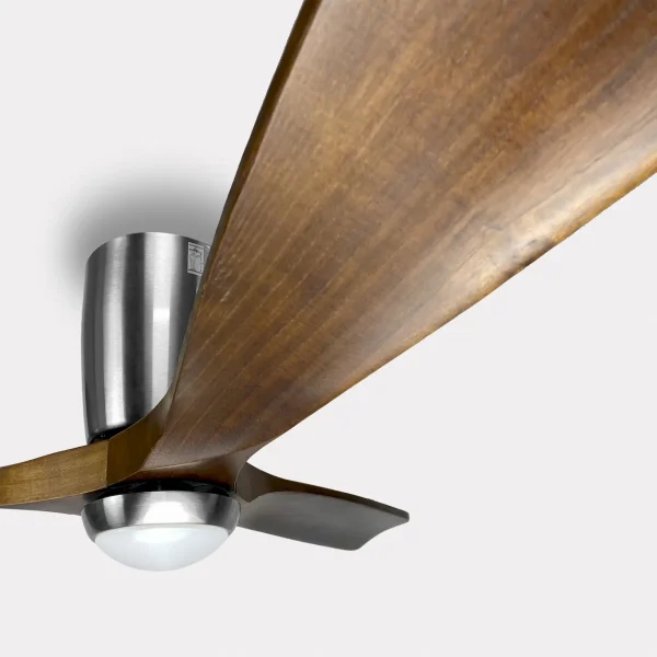 ventilador-techo-sunaca-castulo-led-motor-dc-niquel-satinado-madera-oscura Ventilador de techo Sunaca Castulo níquel nogal luz LED 132 cm